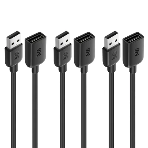 Cable Matters Paquete de 3 cables de extensión USB cortos de 3 pies, cable extensor USB macho a hembra, cable de extensión USB2.0, 480 Mbps, color