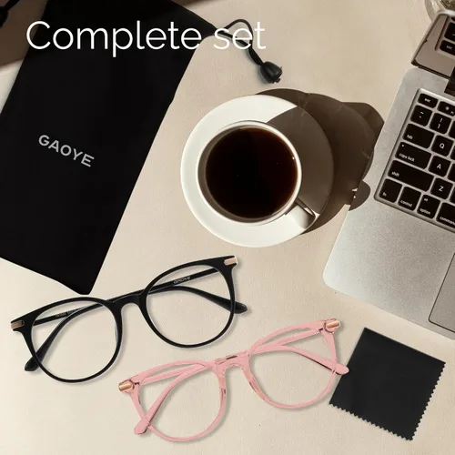 Miniatura 7 de Gaoye GY1688 - Paquete de 2 lentes de bloqueo de luz azul, marco redondo retro, antifatiga ocular, lentes para computadora para mujeres y hombres