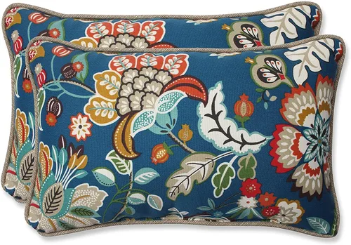 Miniatura 65 de Pillow Perfect - Cojines decorativos florales brillantes para interiores/exteriores, 2 unidades, lumbar - 11.5 x 18.5 pulgadas, verde/rojo Zoe