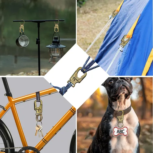 Miniatura 4 de Ahiller Clip de mosquetón, clip de aleación de 1.9 pulgadas para llavero de automóvil con 2 llaveros, ganchos para exteriores, pequeño llavero