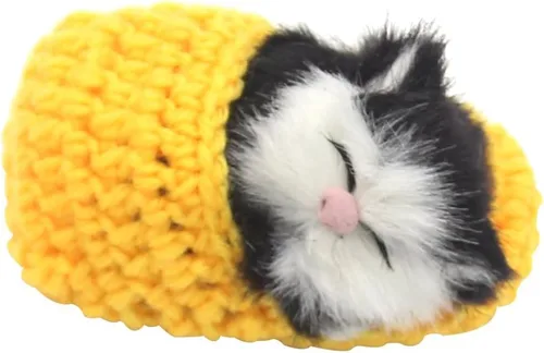 Miniatura 8 de 4 piezas de gato dormido en zapatilla de juguete, mini gatito en zapato con sonidos de maullidos decoración de mano juguete de regalo para niños