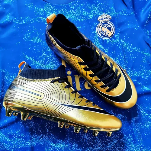 Miniatura 4 de Botines de fútbol de grado profesional botas de fútbol unisex de alta calidad con picos y suelas de suela dorada para entrenamiento en exteriores e