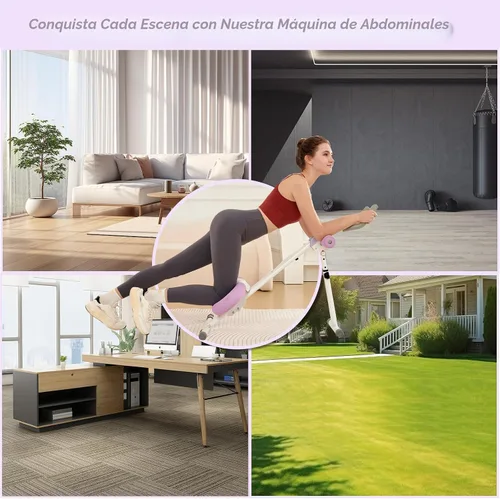 Miniatura 7 de Equipo de entrenamiento abdominal, entrenador de abdominales ajustable para gimnasio en casa, máquina de ejercicios abdominales plegable, máquina