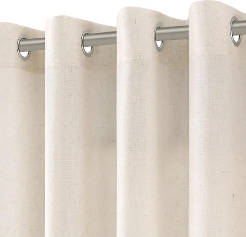 Miniatura 21 de Cortinas de lino beige de abedul de 84 pulgadas de largo para sala de estar, cortina semitransparente filtrante de luz de lujo, decoración moderna