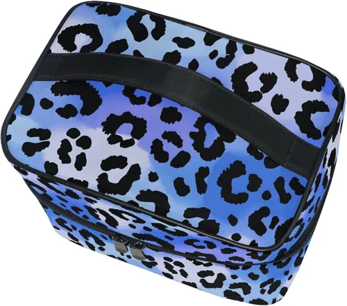 Miniatura 3 de Bolsa de maquillaje, bolsa organizadora de maquillaje de viaje con estampado de leopardo rosa, neceser para niñas, mujeres y mujeres, Leopardo 090