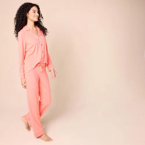 Miniatura 2 de Tienda Essentials - Pijama de modal de algodón para mujer, conjunto de camisa de manga larga y pantalones largos