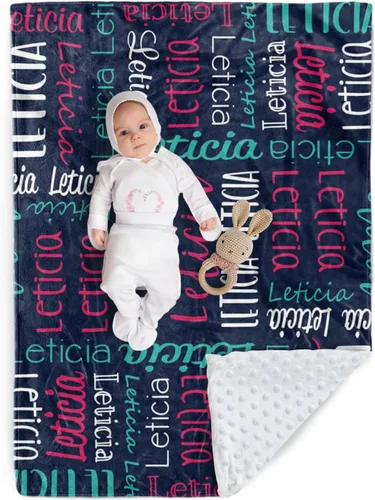 Miniatura 17 de Manta de bebé personalizada, diseño de nombres personalizados, manta de felpa suave con respaldo de puntos de doble capa para niños y niñas, Color01