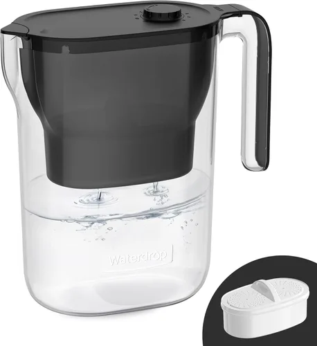 Miniatura 13 de Waterdrop Jarra de Filtro de Agua con 1 Filtro, 5X Veces Más Duración, Dura 200 Galones, para Refrigerador, Encimera y Regalo, Reduce PFOA/PFOS, Azur