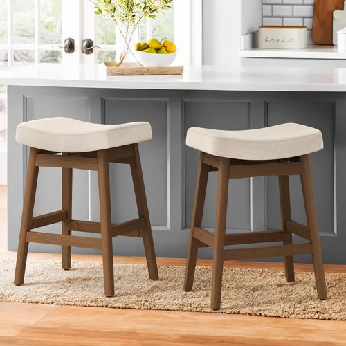 Miniatura 23 de Cozyman Juego de 2 Taburetes de Bar, Taburetes de Bar con Patas de Madera Resistentes, Taburetes de Bar de Altura de Mostrador con Asiento Tipo