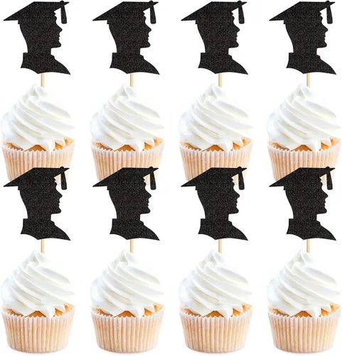 Miniatura 9 de 24 adornos para cupcakes de graduación 2026, selecciones de alimentos/aperitivos para fiesta de graduación, decoración de mini pasteles, adornos