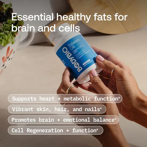 Miniatura 5 de BodyBio Aceite de equilibrio - Suplemento vegano Omega 3 6 - Aceite de cártamo y linaza prensado en frío - Apoya la función cerebral, la piel