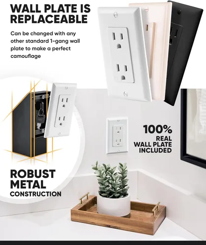 Miniatura 6 de Elder Welder® Caja fuerte de pared oculta con toma eléctrica Placa de pared 100% real incluida Fácil de instalar Caja fuerte oculta
