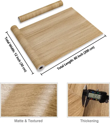 Miniatura 2 de CRE8TIVE Papel de contacto de madera marrón grueso, papel tapiz de madera para despegar y pegar, papel tapiz de madera texturizado extraíble