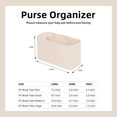 Miniatura 6 de DGAZ Organizador de bolso de seda para bolso de mano Dior Mini SML, organizador de bolsas suave y sedoso, bolso de lujo y moldeador de bolsas