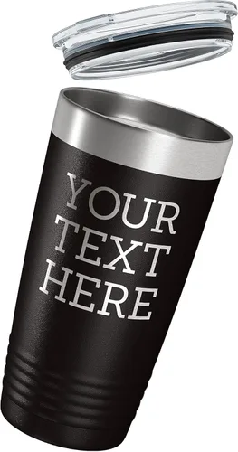 Miniatura 6 de Vaso de acero inoxidable aislado con tapa de 20 onzas (17 colores) personalizado con recubrimiento en polvo, grabado personalizado, nombre