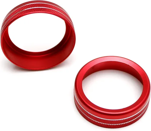 Miniatura 8 de iJDMTOY 2 fundas deportivas de aluminio anodizado rojo estéreo de audio de volumen de sintonizador de radio interruptor de control de anillo