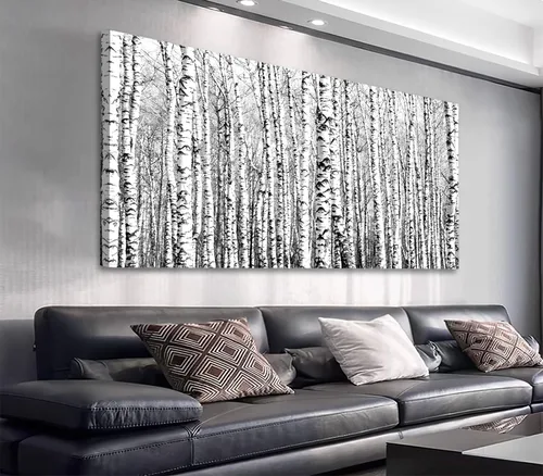 Miniatura 9 de Lienzo de bosque verde para pared, decoración de sala de estar, árboles grandes, imagen de naturaleza, lienzo moderno y grande, arte de madera