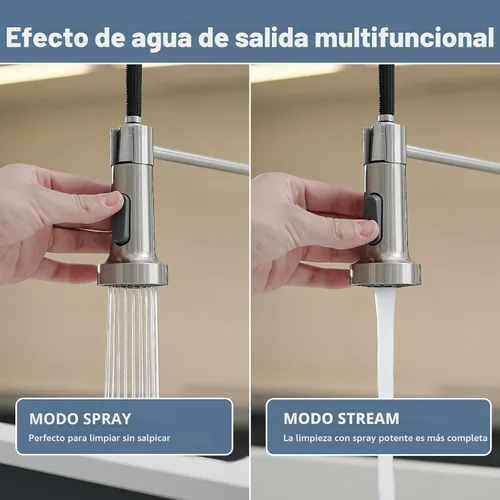 Miniatura 5 de GIMILI Grifo de cocina con pulverizador desplegable orificio único grifo de fregadero de acero inoxidable, adecuado para granjas, RV, lavandería