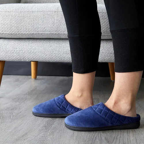 Miniatura 4 de Dearfoams Darcy - Pantuflas de velour de microfibra, tipo zueco con bordes acolchados, para mujer