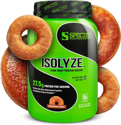 Miniatura 17 de Species Nutrition Isolyze - Proteína de suero en polvo, 100% aislado de suero de leche para construcción muscular, 0.71 oz de proteína por