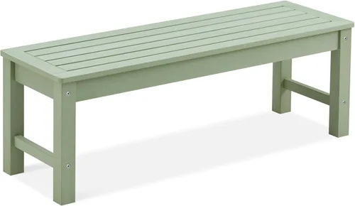 Miniatura 17 de Psilvam Banco para exteriores, banco de porche de madera de polietileno para dos personas, banco de jardín resistente a la intemperie que nunca se