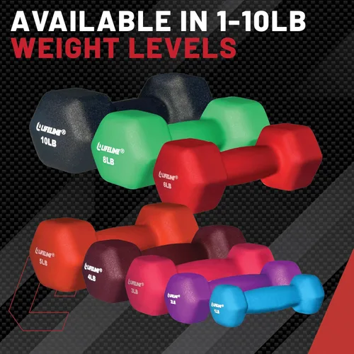 Miniatura 3 de Lifeline Fitness - Pesas de neopreno para mancuernas – Equipo de alta calidad para gimnasio en casa – Múltiples opciones