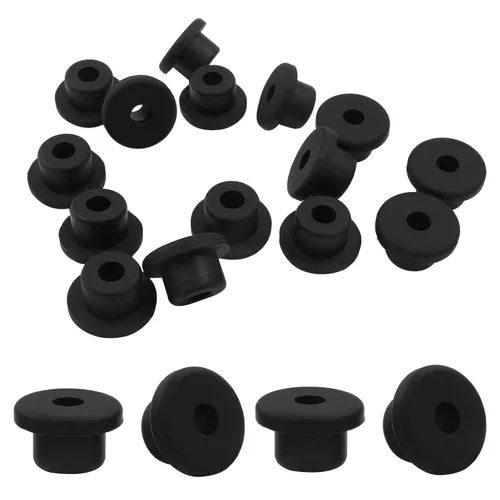 Miniatura 8 de Hordion 20 ojales de goma con orificio de taladro de 1/2 pulgada, orificio de identificación de 5/16 pulgadas, tapones negros para tubos de vinilo