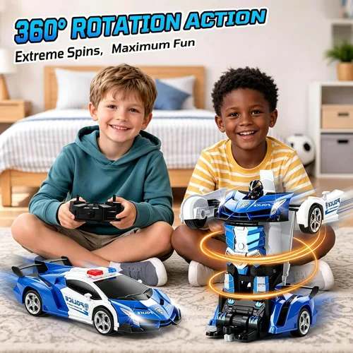 Miniatura 3 de FIGROL - Transform RC, auto-robot, control remoto, 2.4G, juguete, transformación de auto a robot con un botón y velocidad de derrape de 360, escala
