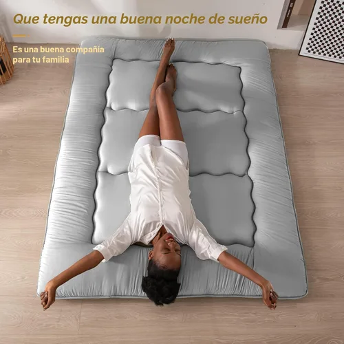 Miniatura 8 de MAXYOYO - Colchón de piso japonés, colchón tipo futón, colchón de día grueso, plegable, enrollable, colchón para niños y niñas, para dormitorio, Gris
