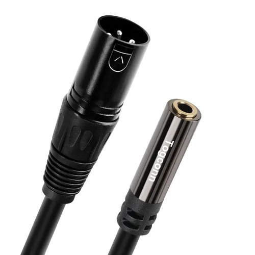 XLR macho a 0.138 in hembra adaptador de cable, convertidor de conector TRS estéreo equilibrado de 2 pies, 3 pines (1/8 pulgadas)