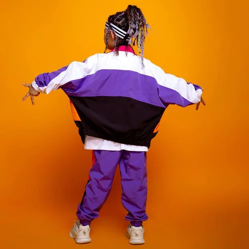 Miniatura 4 de LOLANTA Conjunto de pantalones deportivos para niñas con bloques de color y pantalones deportivos deportivos de hip hop y baile ropa de calle unisex