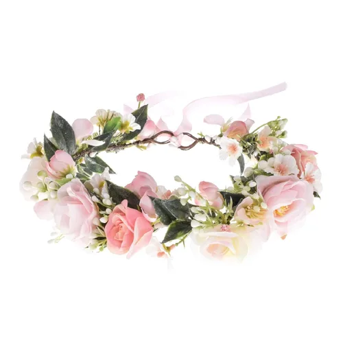 Miniatura 28 de Vividsun Corona floral de hoja verde para boda, corona de flores nupciales, accesorios de maternidad para fotos (A blanco)