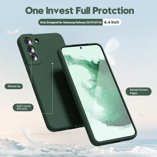 Miniatura 3 de oakxco Funda para teléfono Samsung Galaxy S22 Plus de silicona líquida, bonita funda delgada y delgada de goma suave de poliuretano termoplástico