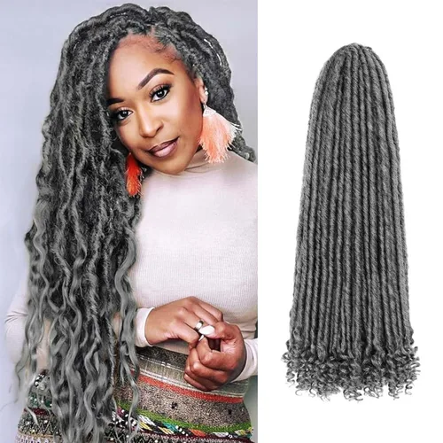 Miniatura 20 de 6 paquetes de cabello de ganchillo Goddess Locs, locs falsos rectos de 12 pulgadas para ganchillo, extensiones de cabello sintético suave rizado