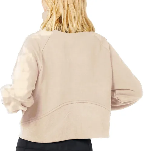 Miniatura 3 de Sudadera corta con media cremallera para mujer, sudadera con capucha de forro polar, sudadera con capucha de un cuarto para primavera y otoño, ropa