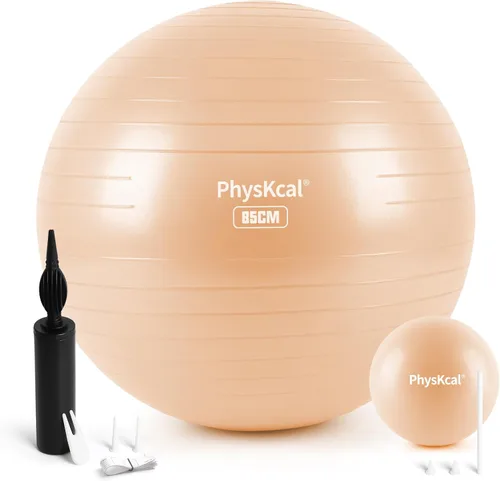 Miniatura 13 de PhysKcal Pelota de yoga para ejercicio, set de pilates, pelota de fitness de 4 tamaños para entrenamiento, parto, embarazo, terapia física - Bomba