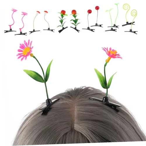 FRCOLOR Juego de 28 pinzas para el pelo de plantas de simulación, horquillas creativas para niñas, niños, pasadores de pelo, accesorios de agarre