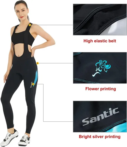 Miniatura 3 de Santic Culotte de ciclismo para mujer, con bolsillo, transpirable