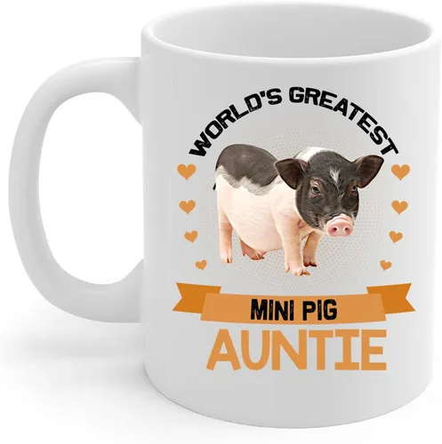 World's Greatest Saddle Mini Pig Auntie Gifts For Tía Taza de café divertida Taza de té de cerámica blanca 11oz Regalos para dueños de mascotas