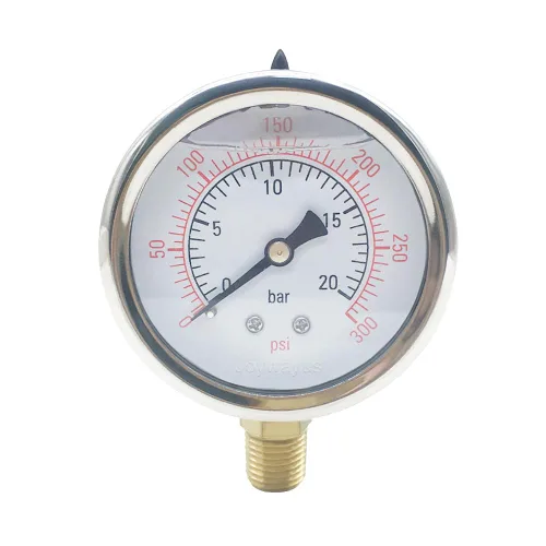 Miniatura 6 de Joywayus Medidor de Presión 0-200 PSI, Latón 1/4" NPT Rosca Macho Montaje Inferior, Llenado de Glicerina, Caja de Acero Inoxidable, Múltiples