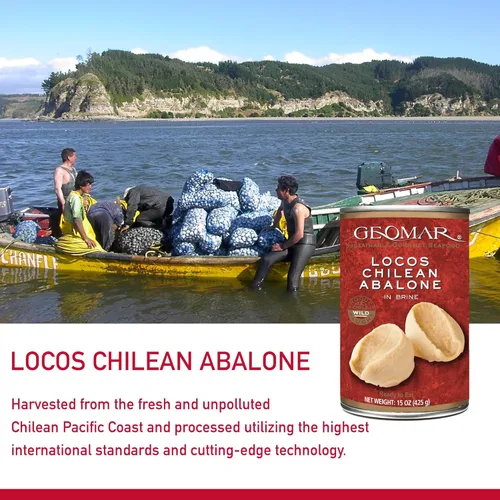 Miniatura 4 de GEOMAR Locos (Abalón chileno) en salmuera - Atrapados a mano por buzos - Delicia nutritiva de mariscos - Alto en proteínas y listo para comer - 3