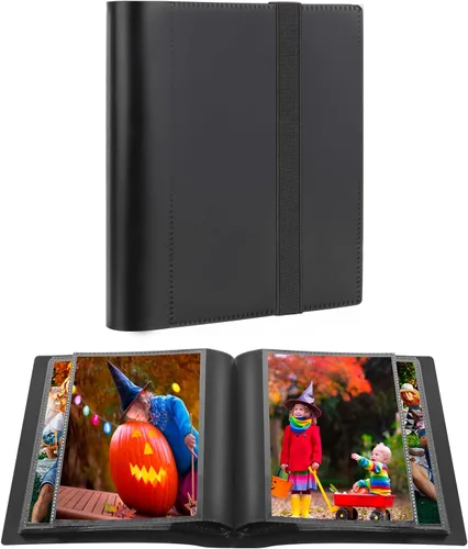 Álbum de fotos pequeño, página interior negra con fuerte banda elástica, cada uno con capacidad para 64 fotos, mini libro de 4 x 6 pulgadas, álbum