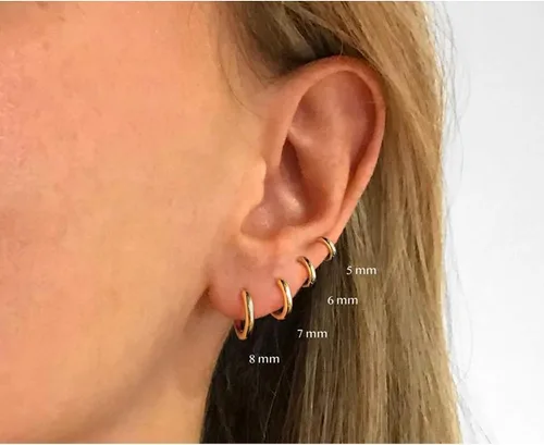 Miniatura 2 de Aretes de aro Huggie para mujeres y hombres, acero inoxidable quirúrgico 316L, 0.236 in, 0.315 in, 0.394 in, para hombre, aretes de aro