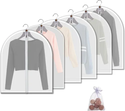 Miniatura 13 de MsKitchen Paquete de 6 bolsas de ropa para colgar ropa (24 x 40 pulgadas), bolsas de traje a prueba de polvo para almacenamiento en armario, fundas