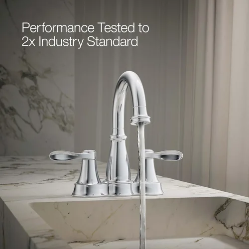 Miniatura 4 de KOHLER 27378-4N-CP Bellera - Juego central de grifo de baño de 4 pulgadas con drenaje emergente, grifo de lavabo de baño de 2 asas, 0.5 gpm, cromo