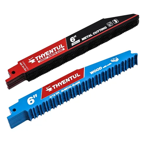 Miniatura 10 de Paquete de 25 hojas de sierra Sawzall de 6 pulgadas 6/12TPI para postes y clavos incrustados, hojas de sierra recíproca de demolición bimetálica