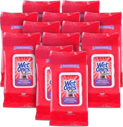 Miniatura 12 de Wet Ones Toallitas multiusos para refrescar mascotas con aloe vera, aroma fresco, toallitas de limpieza para gatos fáciles de usar para el aseo