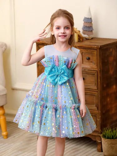Miniatura 2 de Miipat Vestido de niña de flores para bebé, boda, fiesta, tul, princesa, vestido de baile, vestido formal con lazo para la cabeza