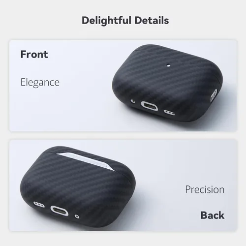 Miniatura 3 de DEFF Funda para AirPods Pro 3 (2025) - Funda protectora de fibra de aramida Dupont auténtica, ultra fina de 0.026 in y piel minimalista ligera