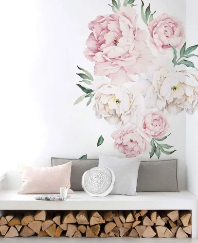 Miniatura 2 de Sticker de pared de flores peonias, de Simple Shapes Rosado(Vintage Pink)